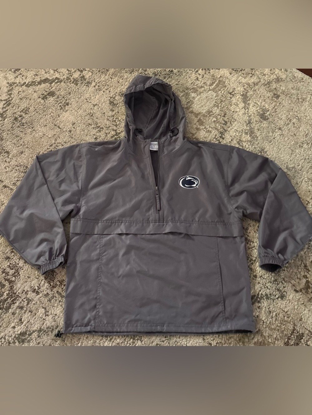 Champion Penn State Gray Hooded Athletic Windbreaker with Zip